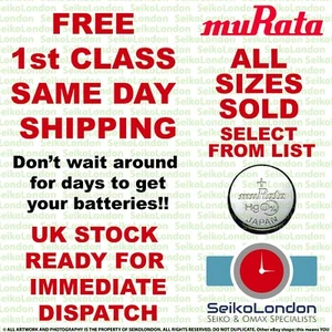 Murata (Sony) Silver Oxide Watch Battery ALL SIZES OF WATCH BATTERIES - FAST!! - Picture 1 of 88