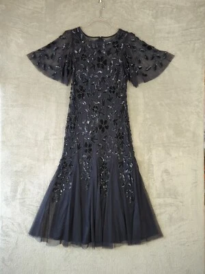 Adrianna Papell Dress Womens size 4 Full Length Black Beaded Tulle gown Event - Image 1 of 4