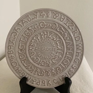 Frankoma Pottery Round Trivet Sequoyah Cherokee Alphabet 6 1/4" 7TR (2 Availab) - Picture 1 of 6