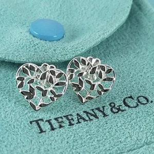 Orecchini Tiffany & Co. Foglia di Olivo Cuore Paloma Picasso Traforati con Scatola - Foto 1 di 11