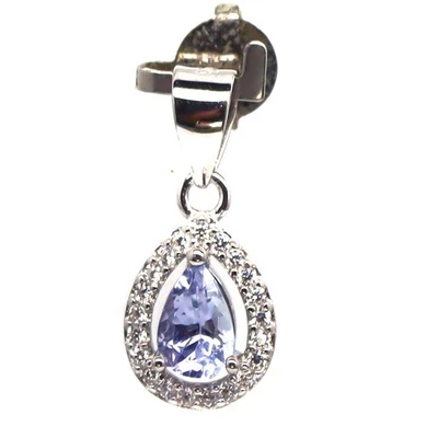 Plata 925 4 x 6 mm. Colgante Joyería Piedra Natal Tanzanita Azul y Circonita Cúbica Foto 1 de 4