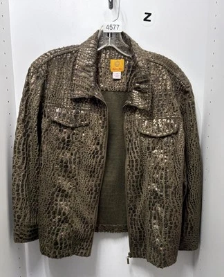 Ruby Rd PLEATHER Snake Skin Zip Up Jacket Size 18 - Image 1 of 3