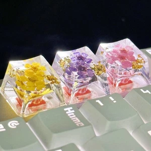 1Pcs Transparent Dry Flowers Keycap Cross Axis Mechanical Keyboard Key Caps Qo - Zdjęcie 1 z 13