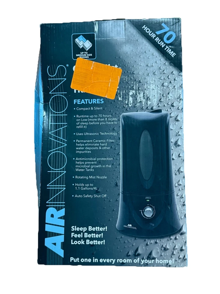 Humidificador ultrasónico Air Innovations Clean Mist gris humo MH408 1,1 galón NUEVO Foto 1 de 3
