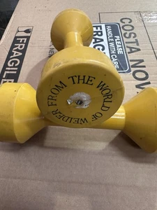 From The World Of Weider Rubber Coated Dumbbell Weights 5 Pound Vintage Yellow - Picture 1 of 5
