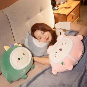 Cute Cartoon Air Conditioning Blanket 3-in-1 Sofa Back Cushion Plush Pillow - Picture 1 of 13