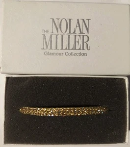 Nolan Miller Crystal Rhinestone Hinged Bracelet Gold-Tone Thin Bangle EXC In Box - Picture 1 of 11