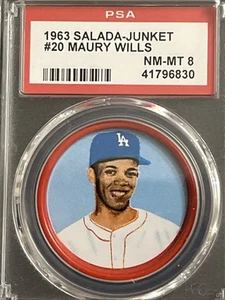 1963 Salada-Junket #20 Maury Wills Dodgers PSA NM-MT 8 - Picture 1 of 3