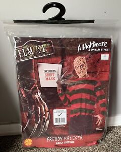 New FREDDY KRUEGER A Nightmare on Elm Street COSTUME Rubies Adult Shirt & Mask