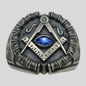 Freimaurer Allsehendes Auge Ring Sterlingsilber Saphir Handarbeit Freimaurer EINZIGARTIG - Bild 1 von 12