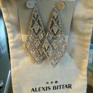 New$345 ALEXIS BITTAR Large Crystal Lattice Statement Earrings - Picture 1 of 8