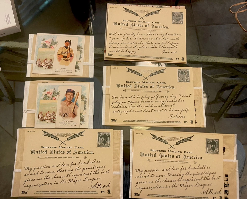 2006 Allen & Ginter Postcard + N43 Box Topper Lot Ichiro Ted Williams Arod (5) - Image 1 of 1