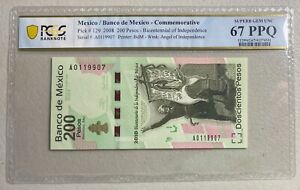 2008 Mexico (2010 Commem) 200 Pesos PCGS 67 PPQ Superb Gem Unc