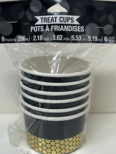Black & Gold 6Pk Treat Cups 9 Fl oz. New!!! - Picture 1 of 2
