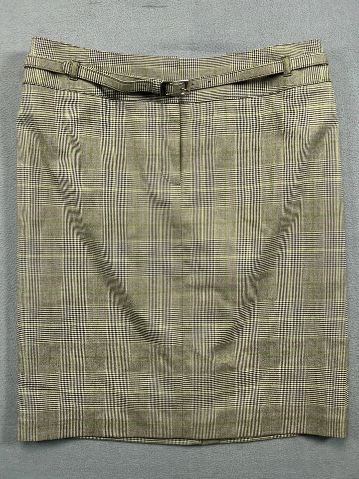 Josephine Skirt Womens 12 Brown Plaid Pencil Straight Belted Lined Work Casual 1 - Image 1 of 4