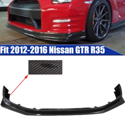 Para-choque dianteiro de fibra de carbono ajuste labial inferior 2012 2013 2014 2015 2016 Nissan GTR R35 - Imagem 1 de 4
