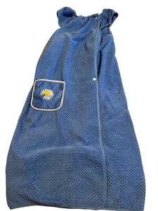 Towel Dress Terry Cloth Womens Bathrobe Embroidered Daisy Pocket Snap Pool beach - Picture 1 of 7