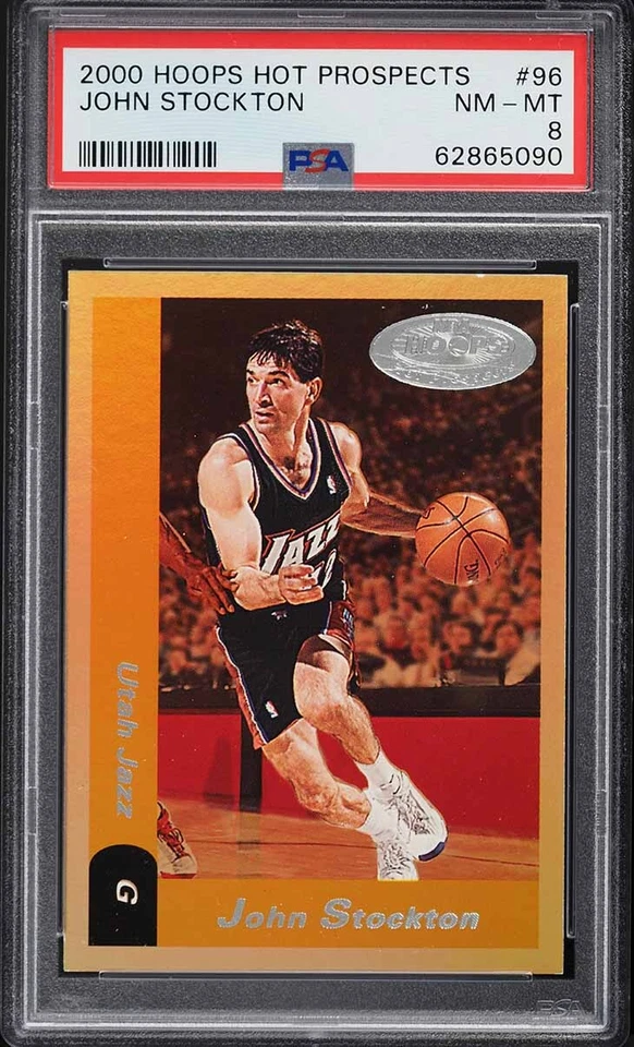 2000 Hoops Hot Prospects BkB Card # 96 John Stockton Utah Jazz HOF PSA 8 NM-MT - Image 1 of 2