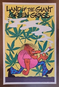 DetRetro313 1972 BLACKLIGHT "LAND OF THE GIANT GREEN GRASS" CANNABIS POSTER #70 - Picture 1 of 10