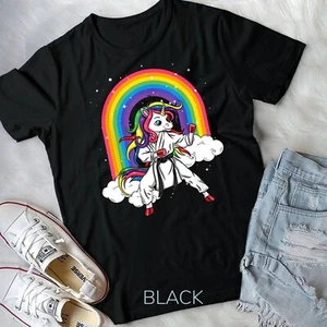 Rainbow Unicorn Karate Taekwondo MMA Judo Kids Girl Gift Unisex T-shirt - Picture 1 of 12