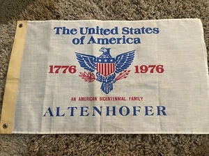 Bicentennial Flag Altenhofer Family 1776 1976 Eagle Vintage USA Sign CLEAN - Picture 1 of 8