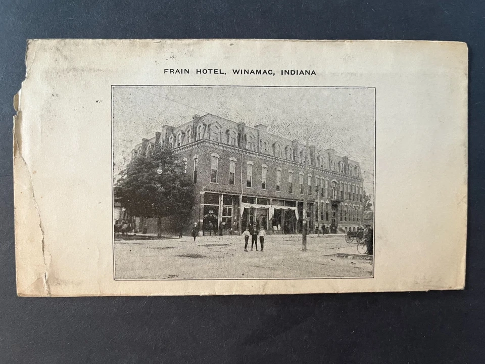 1916 Frain Hotel Winamac Indiana Illustrated Advertising 2 Cent Cover - Image 1 of 2