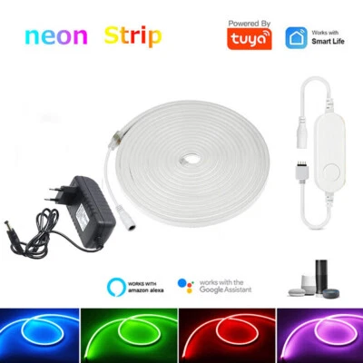 WiFi Tuya APP RGB Neon LED Strip Light Waterproof Flexible Sign Soft Tube lamp - Image 1 of 4