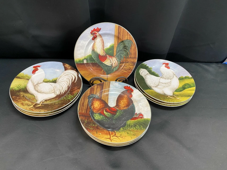 Juego de 10 (4 diseños) ~ Sakura "ON THE FARM" David Carter Brown ~ Platos ~ 8" Foto 1 de 4