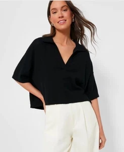 Biesen Pullover Damen L schwarz Pointelle Strick Gia Polokragen 20” Länge - Bild 1 von 17