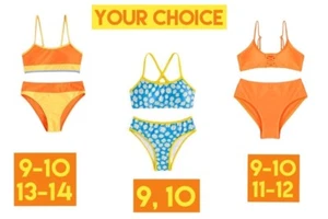 NWT GIRLS 9, 10, 11-12, 13-14 ENERGETIC ORANGE or CHEERFUL DAISY BEACH BIKINI - Picture 1 of 17