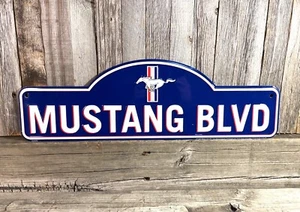 Ford Mustang Blvd Garage Embossed Metal Tin Street Sign 18" Vintage Garage New - Picture 1 of 3