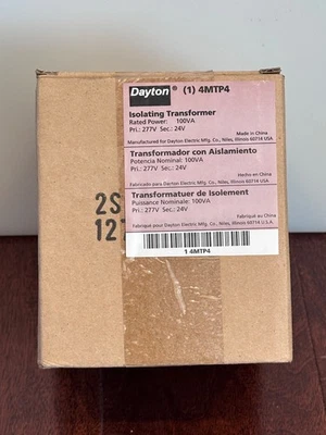 Transformador aislante de seguridad Dayton 4MTP4 100VA 0–277V a 24V clase 105 Foto 1 de 4