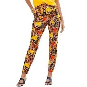 Leopard & Leaf hoch geschnittene Utility-Hose gerades Bein Damengröße 18W - Bild 1 von 11