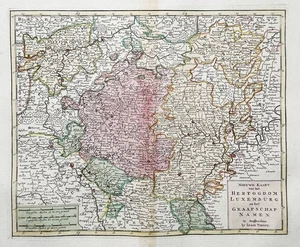 Luxemburg Luxembourg Lëtzebuerg Namur Karte Kupferstich Tirion 1740 - Bild 1 von 1