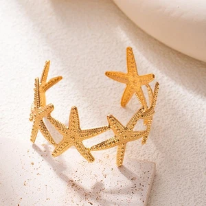 Trendy Starfish Bracelet Metal Electroplated Fashionable Designer Accessory - Picture 1 of 6