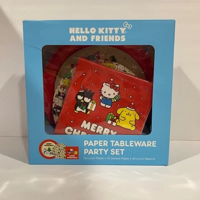 Hello Kitty And Friends Paper Tableware Party Set Christmas Plates Napkins - Image 1 of 4