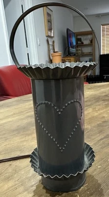 Vintage Tinware Wax Warmer Punched Heart Design Electric Switch Approx 8 3/4” H - Image 1 of 4