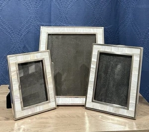 Pottery Barn Silver Mother Of Pearl Frames Set Of 3 8x10, 5x7, 3x5 - Picture 1 of 22