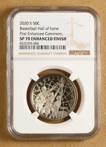 2020 S Basketball Hall of Fame Commem Half Dollar NGC SP 70 Enhanced Finish - Picture 1 of 2