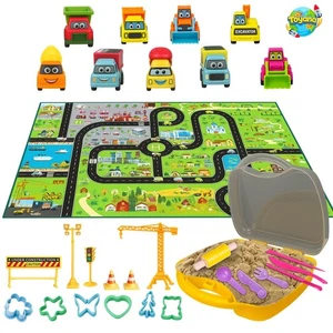 31 PCs Kids Road Play Mat 1 kg Play Sand Toy Cars Construction Vehicles Playset - Picture 1 of 8
