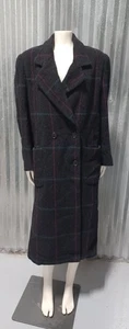 Vintage 1980s Mackintosh New England Plaid Wool Ladies Trench Style Lined Coat - Picture 1 of 9