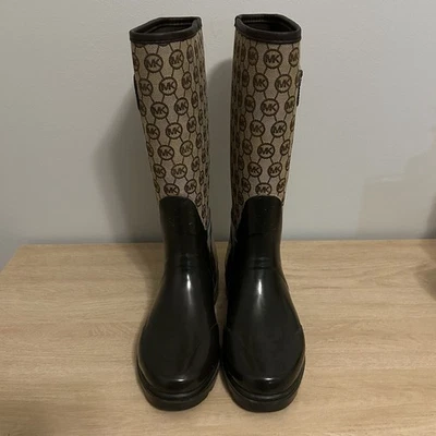 Michael Kors MK Logo Print Buckle Rain Boots - Image 1 of 4