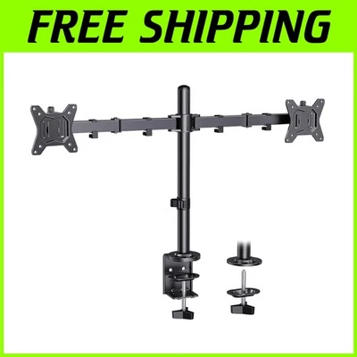 Heavy-Duty Dual Monitor Mount with C-Clamp & Grommet Base - Image 1 of 4