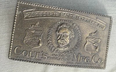 Samuel Colt Revolver Police Dept. Gun Firearms Brass Belt Buckle, Bergamot - Image 1 of 4