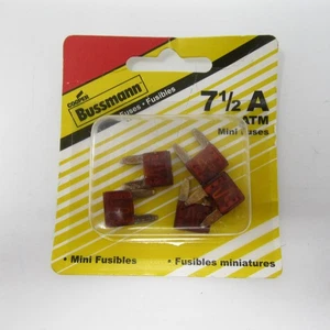 Mini fusibles Bussmann 7 1/2A ATM paquete de 5 NUEVO SELLADO 051712174220 ATM-7-1/2 - Imagen 1 de 2