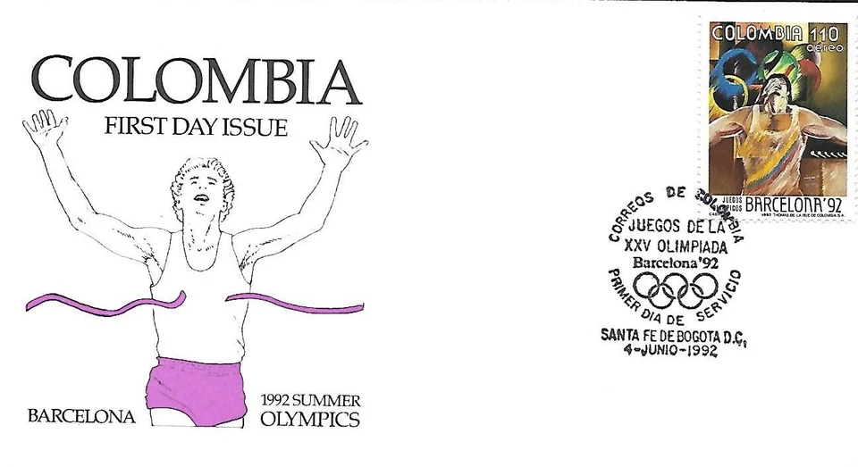 COLUMBIA 1992, PORTADA PRIMER DÍA, OLIMPIADAS DE VERANO  Foto 1 de 1