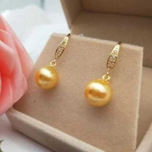 Fashion Golden Shell Pearl Dangle Earrings 14K Silver Wedding Office Everyday - Picture 1 of 7