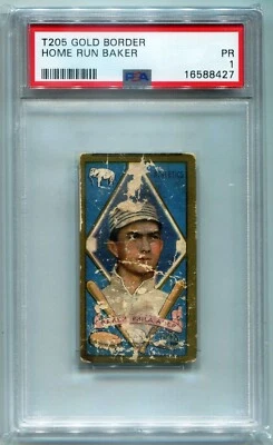 1911 T205 Gold Border Frank Home Run Baker PSA 1 HOF - Image 1 of 2