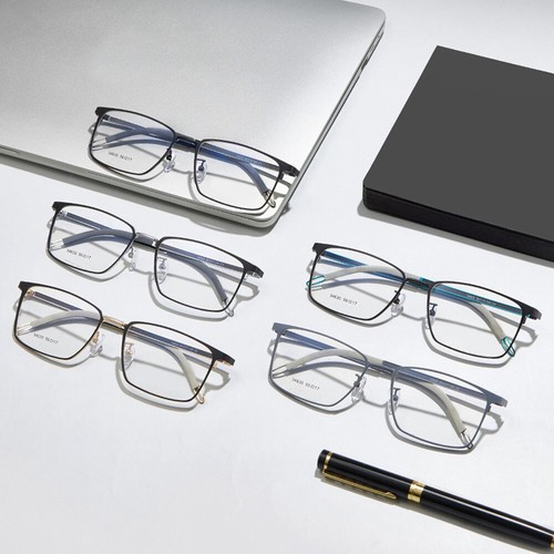 Ultra Light Square Eyeglasses Frame Men Super Wide Extra Large Metal Frame