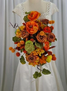 Bright Autumn Garden Party Faux Silk Wedding Bouquet - Picture 1 of 7